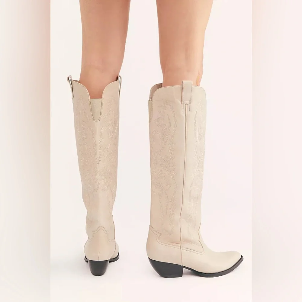 Jeffrey Campbell x Free People Grey Finn Tall Western Cowboy Boots Shoes sz 8